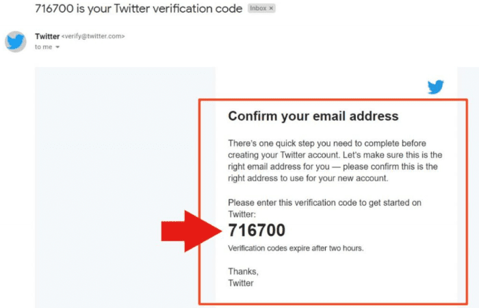 verification code for twitter