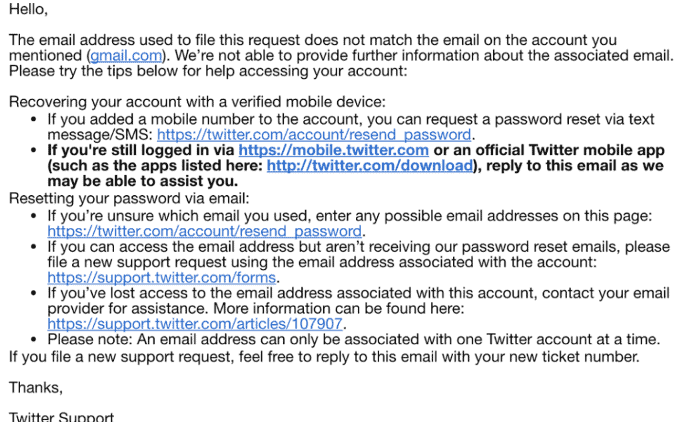 email from twitter support